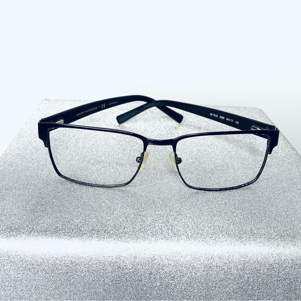 Armani Exchange A/X Black Rectangular wireframe EyeGlasses